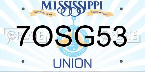 7OSG53 Mississippi License Plate