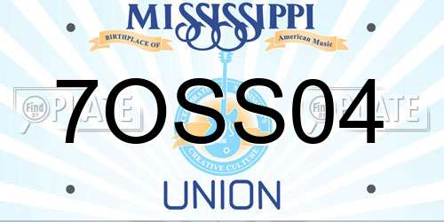 7OSS04 Mississippi License Plate