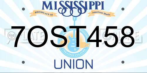 7OST458 Mississippi License Plate