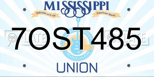 7OST485 Mississippi License Plate