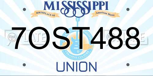 7OST488 Mississippi License Plate