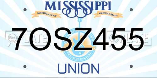 7OSZ455 Mississippi License Plate