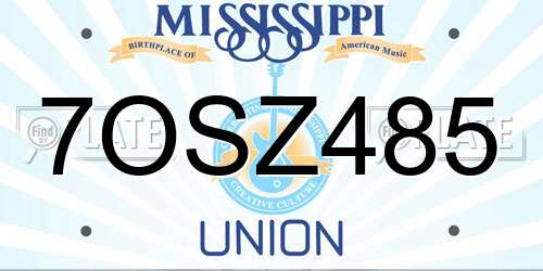 7OSZ485 Mississippi License Plate