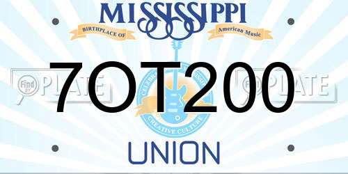 7OT200 Mississippi License Plate