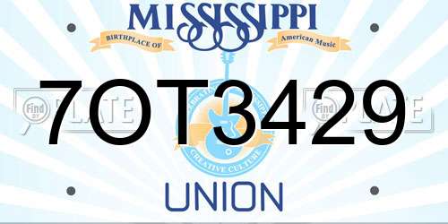 7OT3429 Mississippi License Plate
