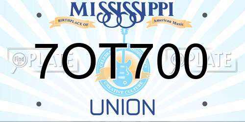 7OT700 Mississippi License Plate