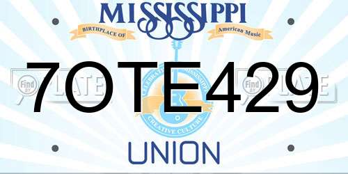7OTE429 Mississippi License Plate