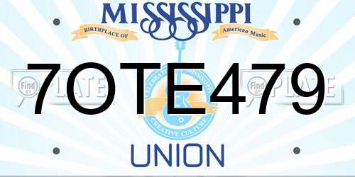 7OTE479 Mississippi License Plate
