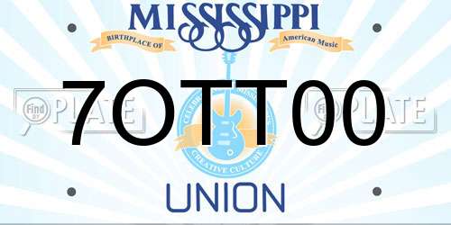 7OTT00 Mississippi License Plate