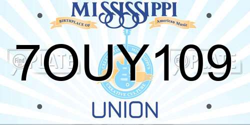 7OUY109 Mississippi License Plate