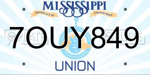 7OUY849 Mississippi License Plate