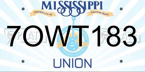7OWT183 Mississippi License Plate