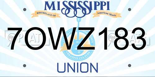 7OWZ183 Mississippi License Plate