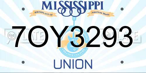 7OY3293 Mississippi License Plate