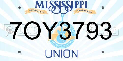 7OY3793 Mississippi License Plate