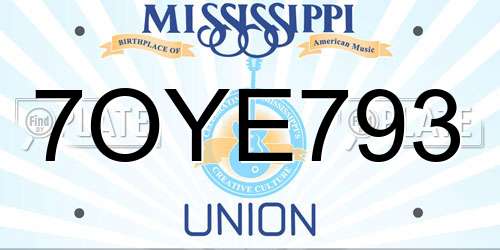 7OYE793 Mississippi License Plate