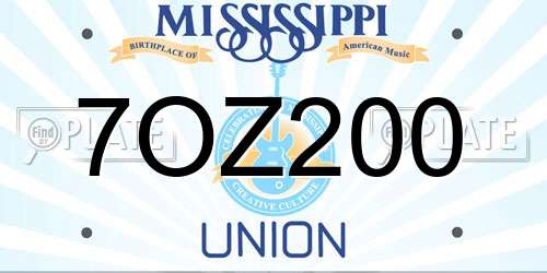 7OZ200 Mississippi License Plate