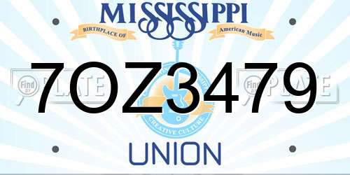 7OZ3479 Mississippi License Plate