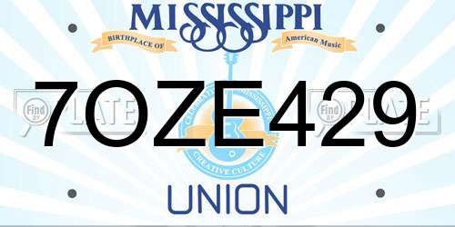 7OZE429 Mississippi License Plate