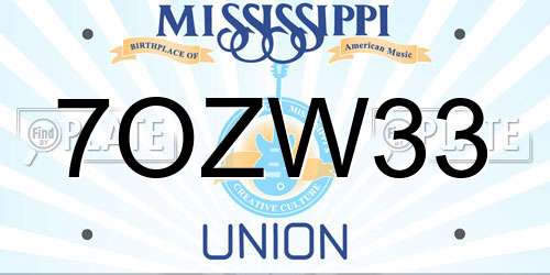 7OZW33 Mississippi License Plate