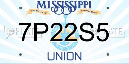 7P22S5 Mississippi License Plate