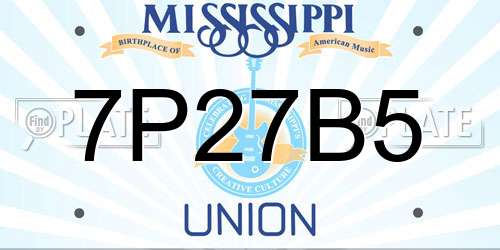 7P27B5 Mississippi License Plate