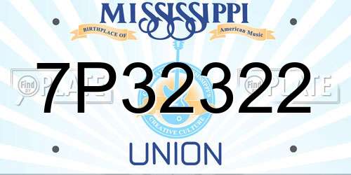 7P32322 Mississippi License Plate