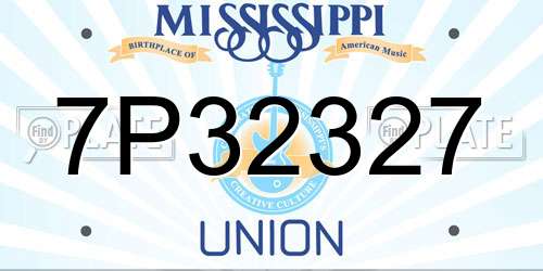7P32327 Mississippi License Plate