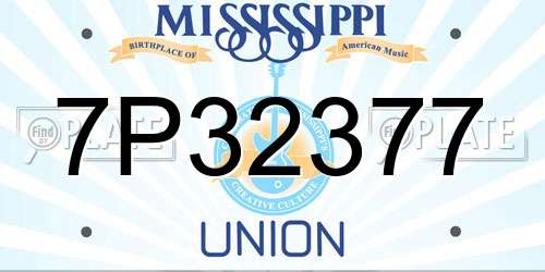 7P32377 Mississippi License Plate