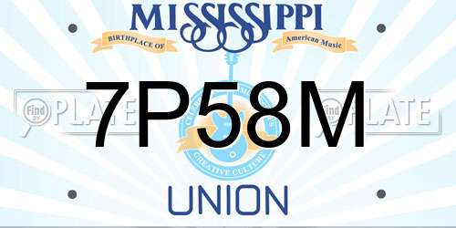 7P58M Mississippi License Plate