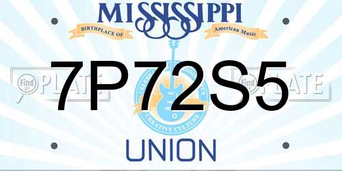 7P72S5 Mississippi License Plate