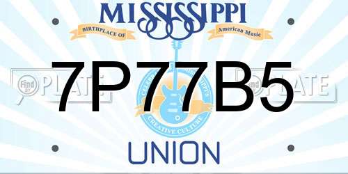 7P77B5 Mississippi License Plate