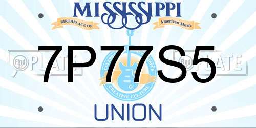 7P77S5 Mississippi License Plate