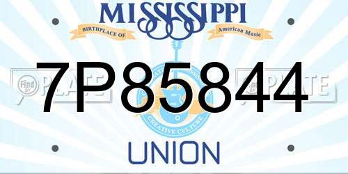 7P85844 Mississippi License Plate
