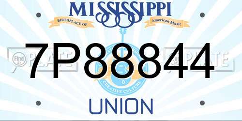 7P88844 Mississippi License Plate