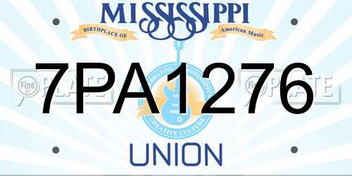 7PA1276 Mississippi License Plate