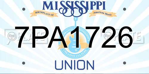 7PA1726 Mississippi License Plate