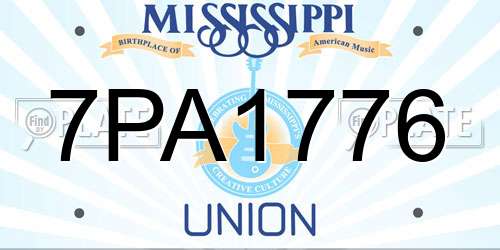 7PA1776 Mississippi License Plate