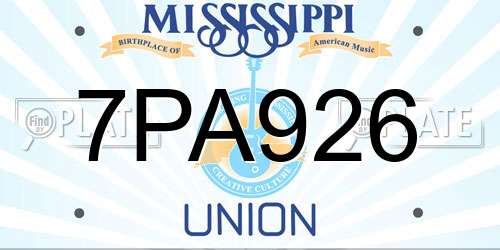 7PA926 Mississippi License Plate