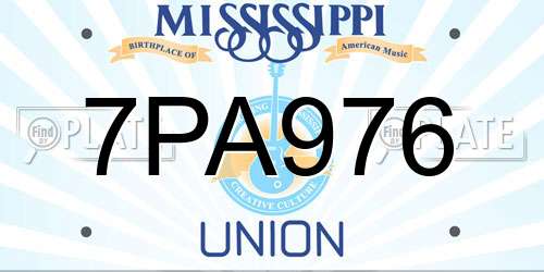 7PA976 Mississippi License Plate