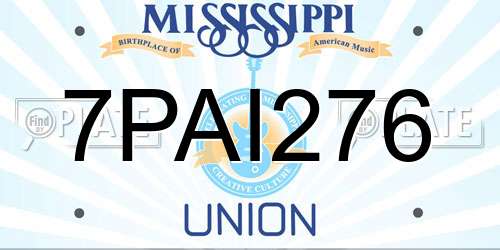 7PAI276 Mississippi License Plate