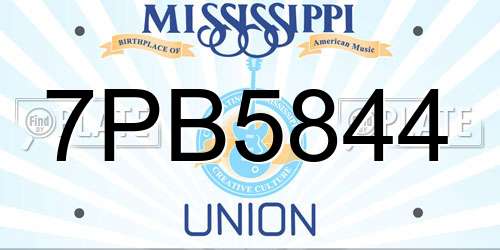 7PB5844 Mississippi License Plate