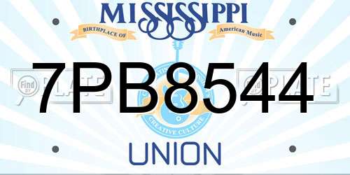 7PB8544 Mississippi License Plate