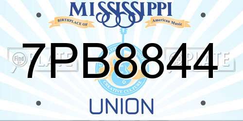 7PB8844 Mississippi License Plate