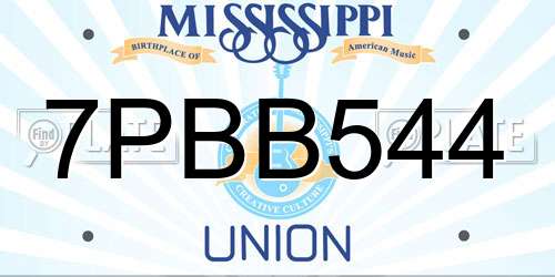 7PBB544 Mississippi License Plate