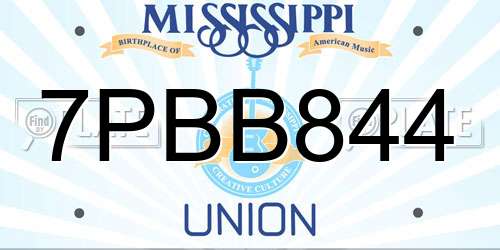 7PBB844 Mississippi License Plate