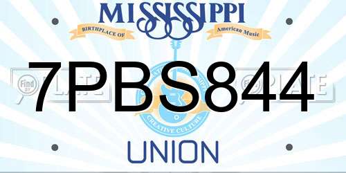 7PBS844 Mississippi License Plate