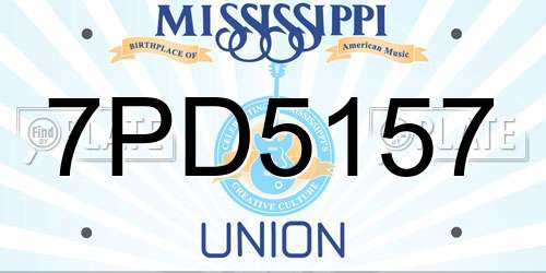 7PD5157 Mississippi License Plate