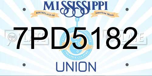 7PD5182 Mississippi License Plate