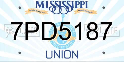 7PD5187 Mississippi License Plate